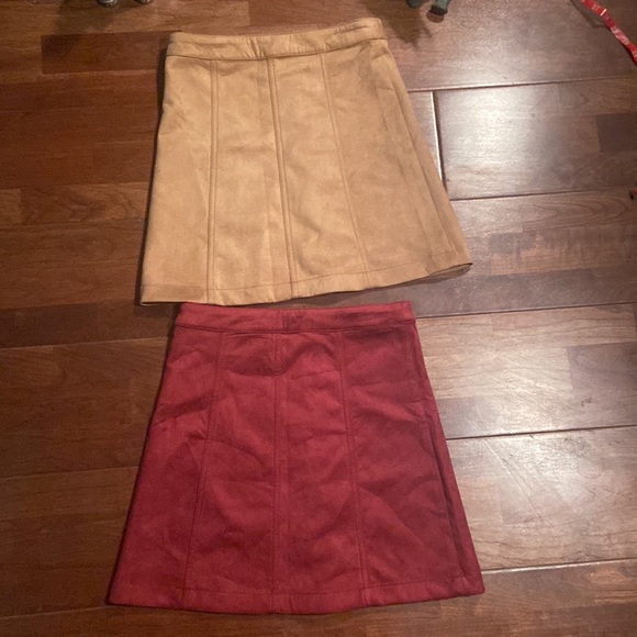 Sky & Sparrow button up skirts xs tan & burgundy - Picture 5 of 5